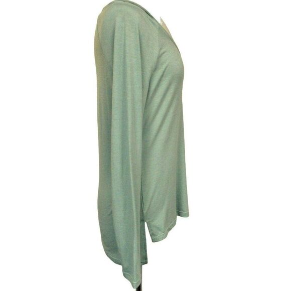 Layer 8 Pullover Top LS Hi-Low Shoulder Cut-Out Tee GreenJuniper Sz S NEW - Picture 2 of 7